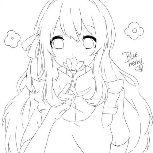 线稿动漫黑白素材插画手帐
