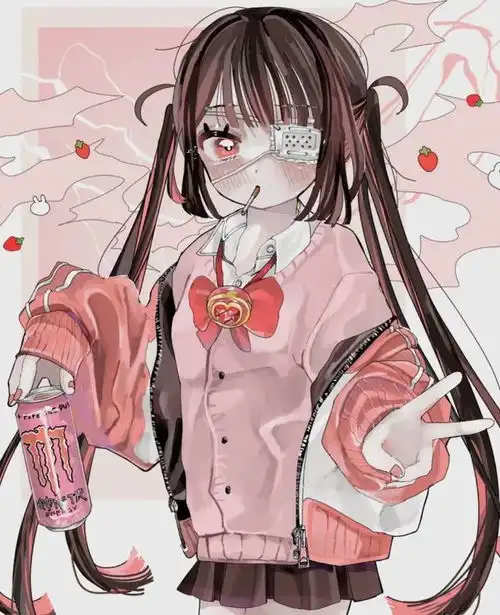 粉色系糖果一样二次元甜蜜动漫少女画风敲可爱的
