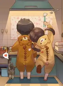 求一张图片情侣背影厨房猫咪

