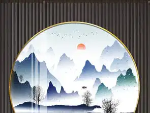 新中式青绿山水水墨画小清新装饰画客厅圆框画挂画图片下载山水装饰画大全新中式装饰画编号20405044
