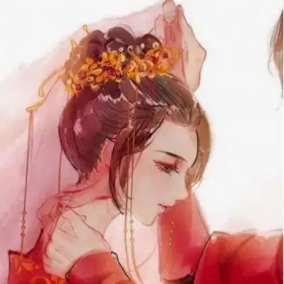 红色嫁衣古风动漫头像情侣古风嫁衣头像一对两张
