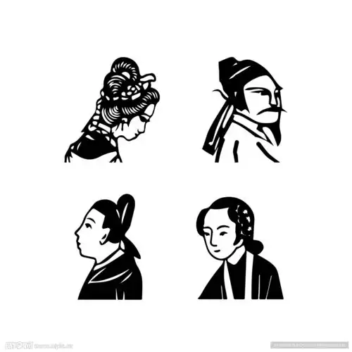 古代人物头像剪影设计图
