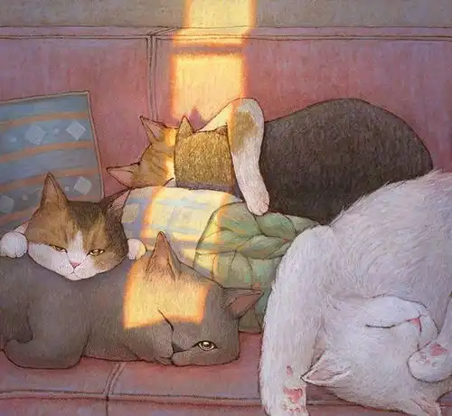 超治愈的萌猫手绘插画作品,温暖浪漫的猫咪世界,实在太可爱啦
