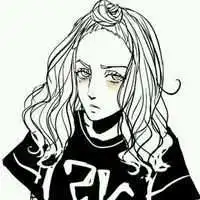 手绘霸气女生黑白头像
