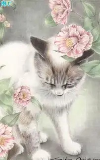 日本插画师彩色铅笔手绘的可爱猫咪插画作品欣赏
