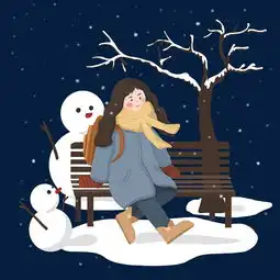 冬季人物和雪人插画图片素材其他格式下载动漫人物大全
