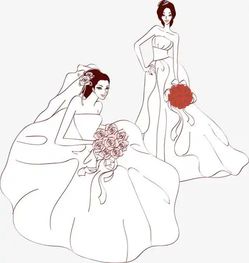 穿白色婚纱美女卡通手绘高清素材png设计图片免费下载页面网页平面电商创意素材png素材素材
