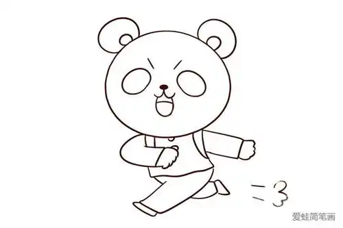 去上学的熊猫宝宝简笔画
