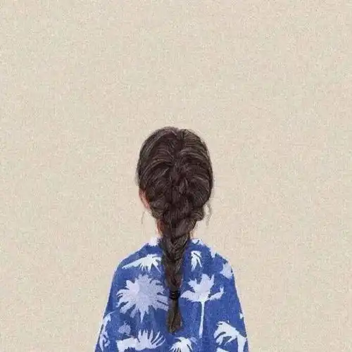 原创手绘背影女生头像
