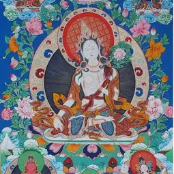 热贡唐卡艺术白度母5070cm七佛
