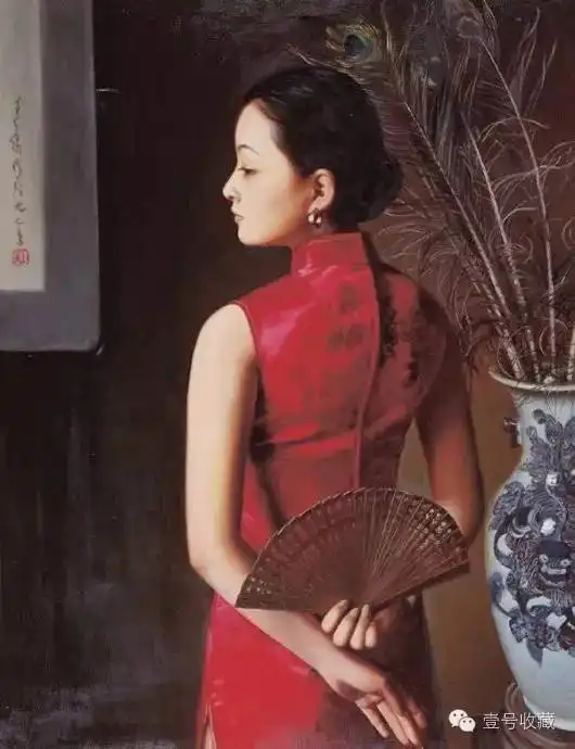 油画中的旗袍女子,风情万种

