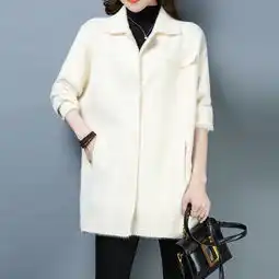 施悦名2018冬季新款仿水貂绒毛衣外套女秋冬装新款欧美宽松休闲西装领厚毛衣开衫
