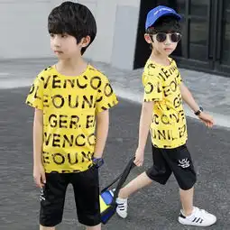 男童童装2019夏季新款套装短袖纯棉休闲时尚两件套潮衣
