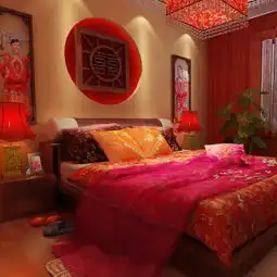 东方气息浓重的古典婚房
