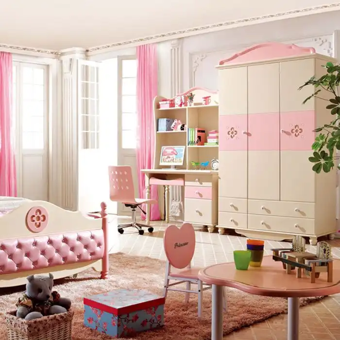 鹏景雅居儿童家具青少年套房卧室组合女孩衣橱公主床b28
