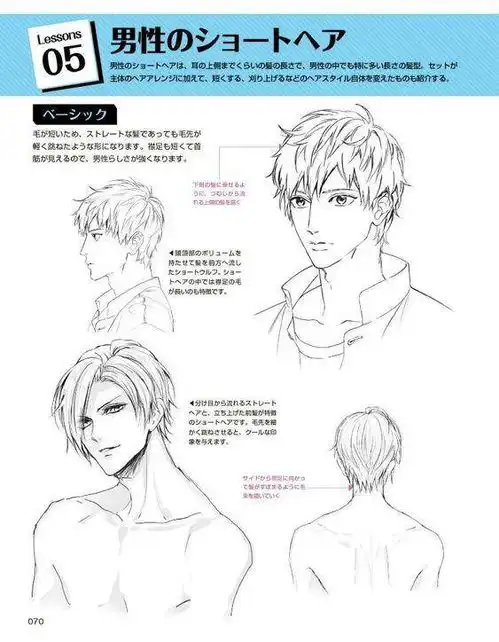 漫画男生头发绘画教程,二次元动漫男生头发的画法
