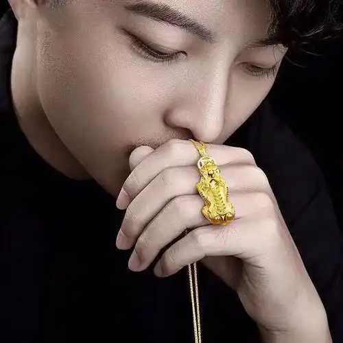 正品24k纯金吊坠男女款足金999时尚转运招财貔貅颈饰真黄金情侣款
