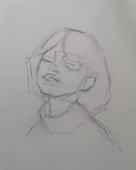 高清素描头像女青年步骤图片
