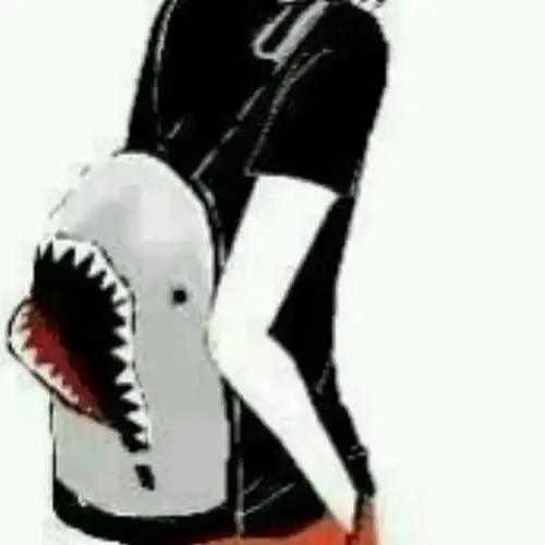 背着鲨鱼背包的动漫半身男黑白的,头像
