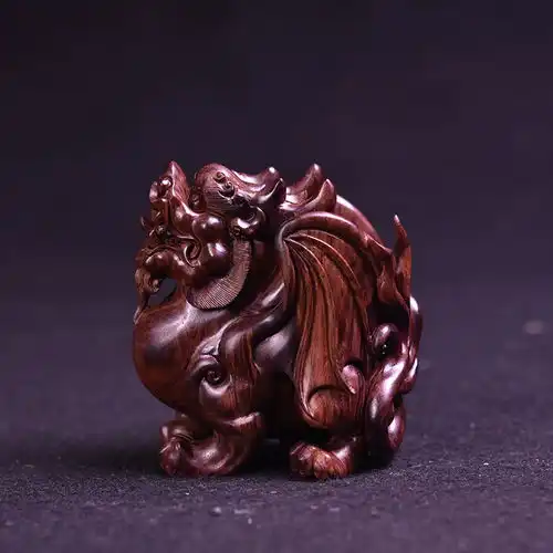 海南黄花梨纯正老油梨招财貔貅摆件手把玩件华艺工作室作品
