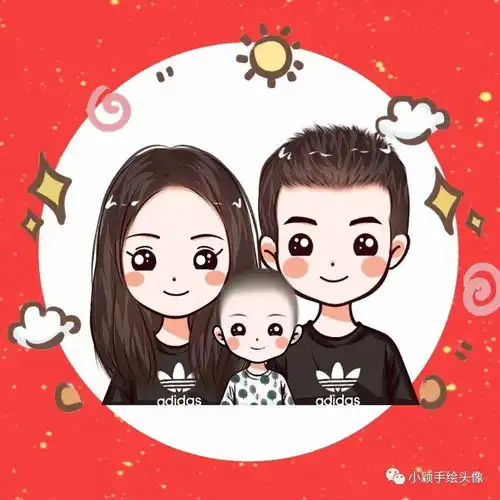 全家福年味头像,一家三口四口动漫头像,简单又好看
