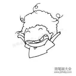 q版兴高采烈的小男孩简笔画画法
