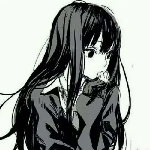 有没有这张图男生的情侣头像向左下角看,黑白,动漫,上半身
