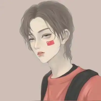 脸上贴国旗爱国一男一女动漫情侣头像图片
