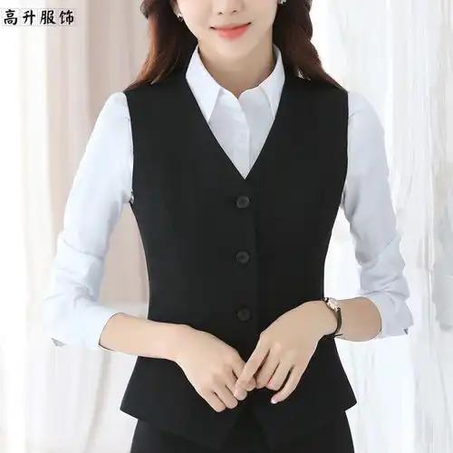 修身职业装马甲女秋大码职业女装坎肩短款工装正装工作服西装马夹
