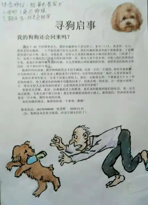 我的狗狗还会回来吗广西一85岁老人手绘漫画寻找爱犬,背后故事令人动容
