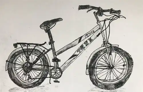 中国美术学院美术考级速写考级六级中级示范图例自行车之二
