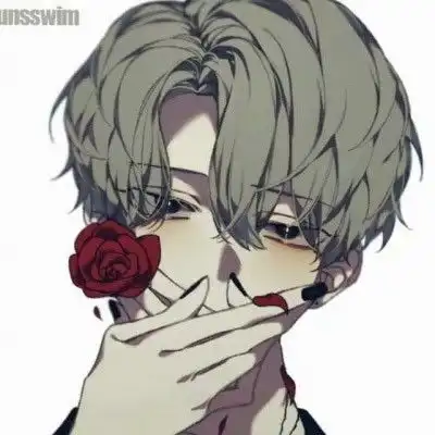 男生手拿玫瑰动漫头像帅哥拿着花动漫头像,卡通头像图片
