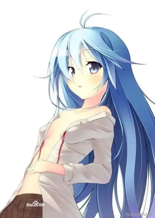 蓝色长发,蓝瞳的少女,动漫真人都可以啊,多多益善
