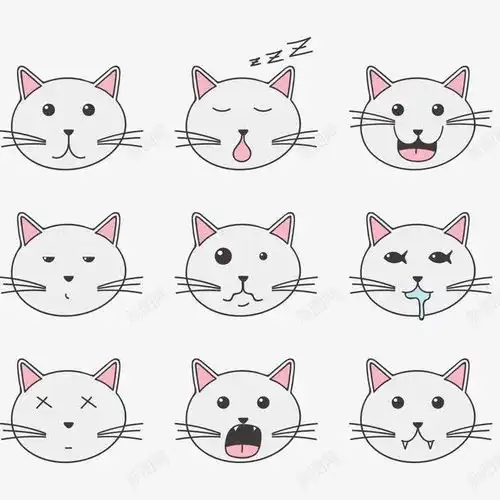 手绘猫的面部表情免抠png设计图片免费下载页面网页平面电商创意素材流口水素材

