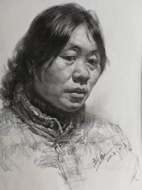 素描头像各角度女青年素描头像解析
