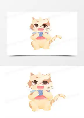 小猫吃鱼的图片卡通唯美大全熊猫办公
