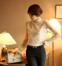 2014春装新款女装立领女气质蕾丝衫打底衫长袖修身手工钉珠蕾丝衬
