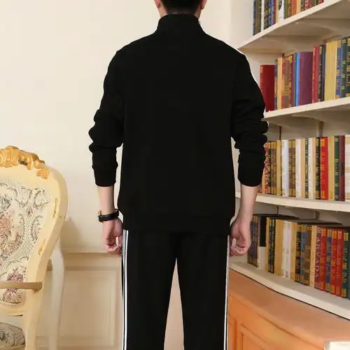 男士运动套装中老年春秋冬季加绒款宽松大码休闲跑步爸爸装运动服
