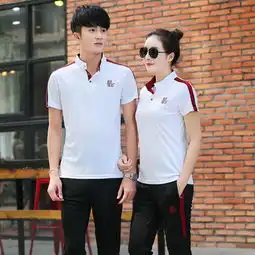 2017夏季新款男运动套装立领短袖长裤情侣运动服简约休闲套装女棉
