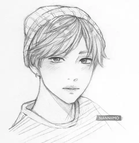 人物线稿,细腻的素描头像,小清新风格
