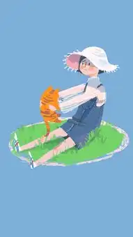 蓝色背景手绘女孩猫咪草地苹果手机高清壁纸1080x1920爱思助手
