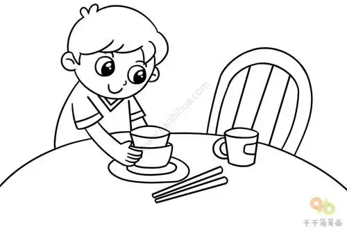 我爱劳动简笔画自己的事情自己做
