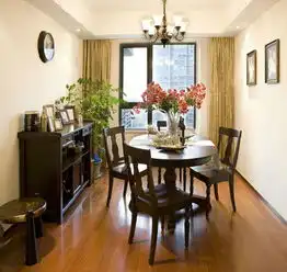 美式乡村风格三居室餐厅照片墙装修效果图
