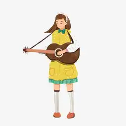 卡通手绘音乐弹吉他少女插画图片素材其他格式下载动漫人物大全
