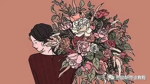 花艺分享她画出了花艺师的日常韩国美女插画师的精美插画
