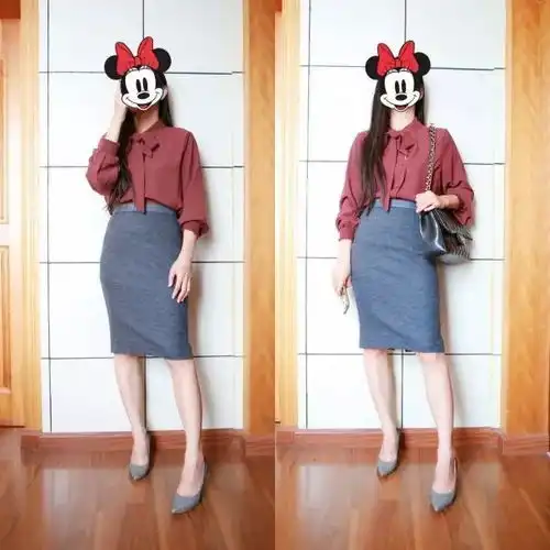 白菜的雾霾蓝砖红焦糖色衬衫以及卡其裤子
