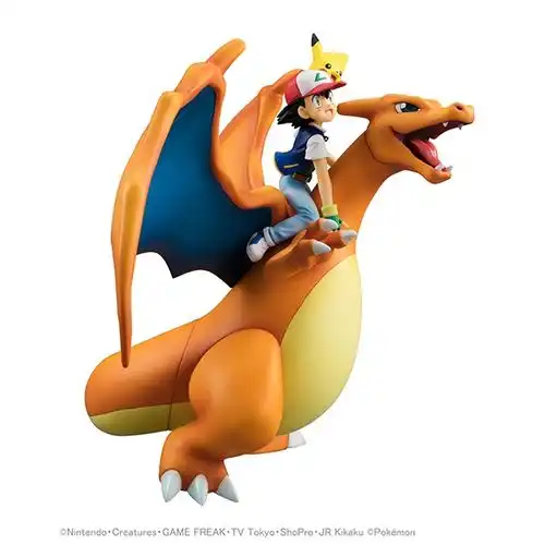 喷火龙别傲娇啦快带我们飞megahouse小智皮卡丘喷火龙手办
