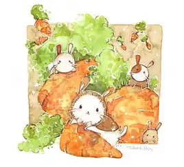 兔子手绘插画水粉画萌系可爱壁纸堆糖,美好生活研究所
