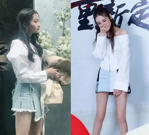 21岁关晓彤和26岁热巴同时撞衫,一个美如女神,一个却像路人
