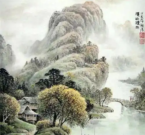 国彩山水画,美得惊人,绝了
